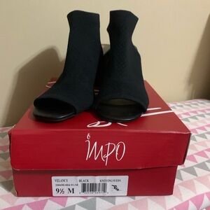 Impo Black Open-Toe Heeled Boots / 9.5